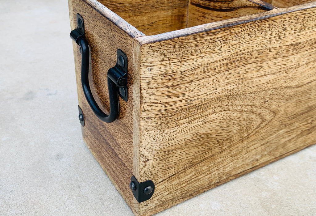 Rustic Country Style Wooden Utensil Cooking Tools Holder - DharmaObjects