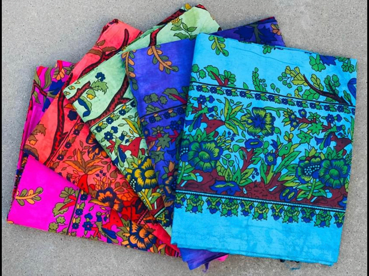 Huge Lot of 5pcs  Fabric Bundle Scraps Large Pieces 50” X 80”  Perfect For Making Homemade Face Mask - DharmaObjects