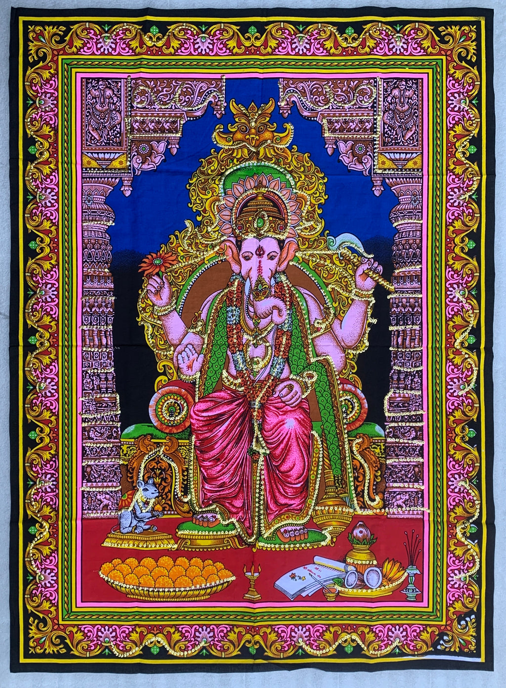 Ganesh Ganesha Yoga Tapestry Wall Hanging Decor 30" X 43" - DharmaObjects