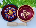 Tibetan 8 Lucky Symbols Singing Bowl Complete Set ~ With Mallet, Mat Cushion & Gift Box ~ For Meditation, Chakra Healing, Prayer, Yoga - DharmaObjects