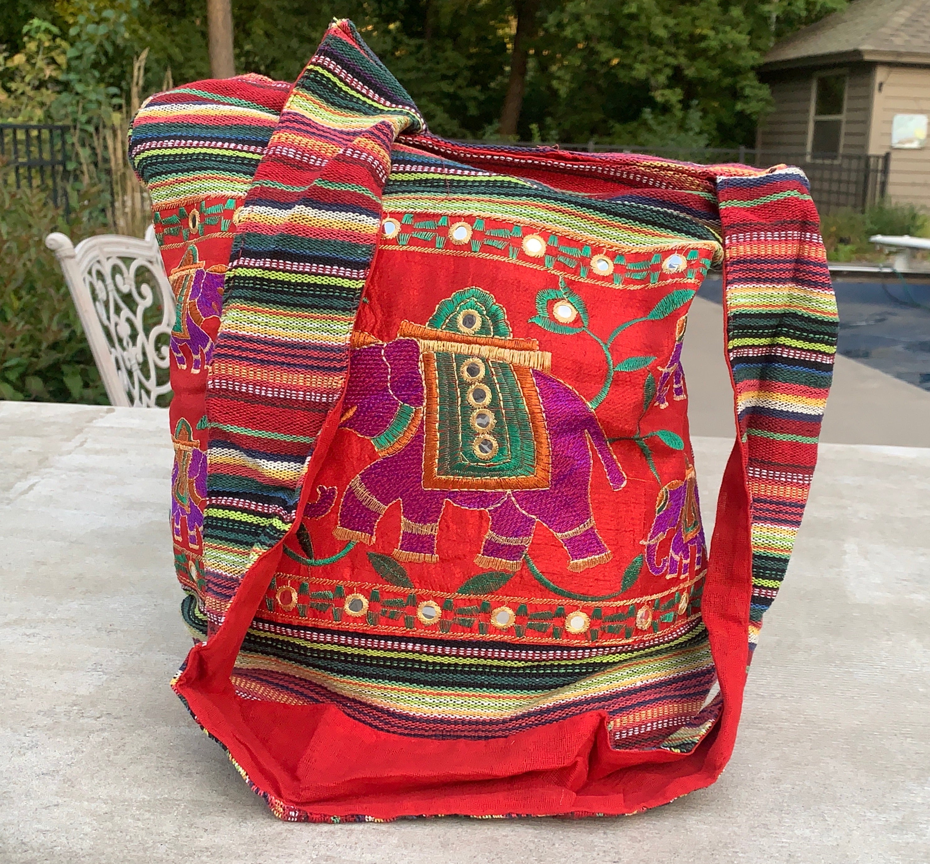 Elephants Hippie Hobo Bohemian Crossbody Bag Purse - DharmaObjects