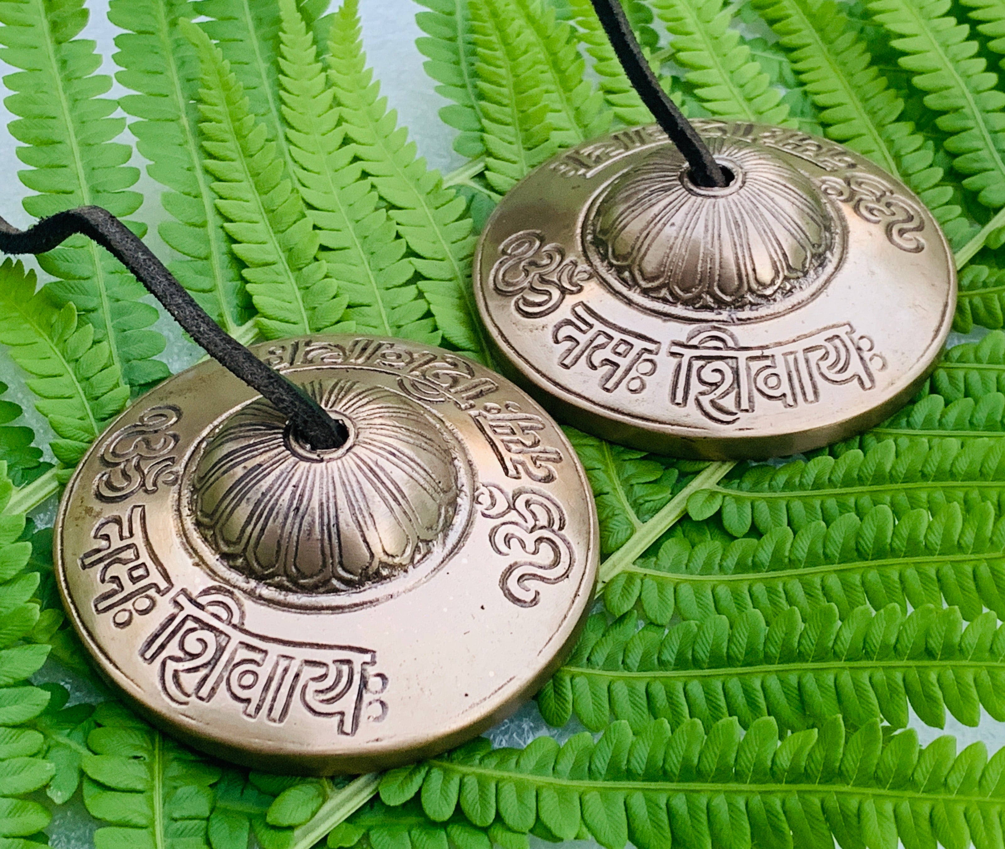DharmaObjects Tibetan Premium Quality"Om Namah Shivaya " Tingsha Cymbals With Pouch - DharmaObjects