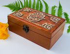 Fatima Hand Carved Jewelry Trinket Keepsake Wooden Storage Box - DharmaObjects
