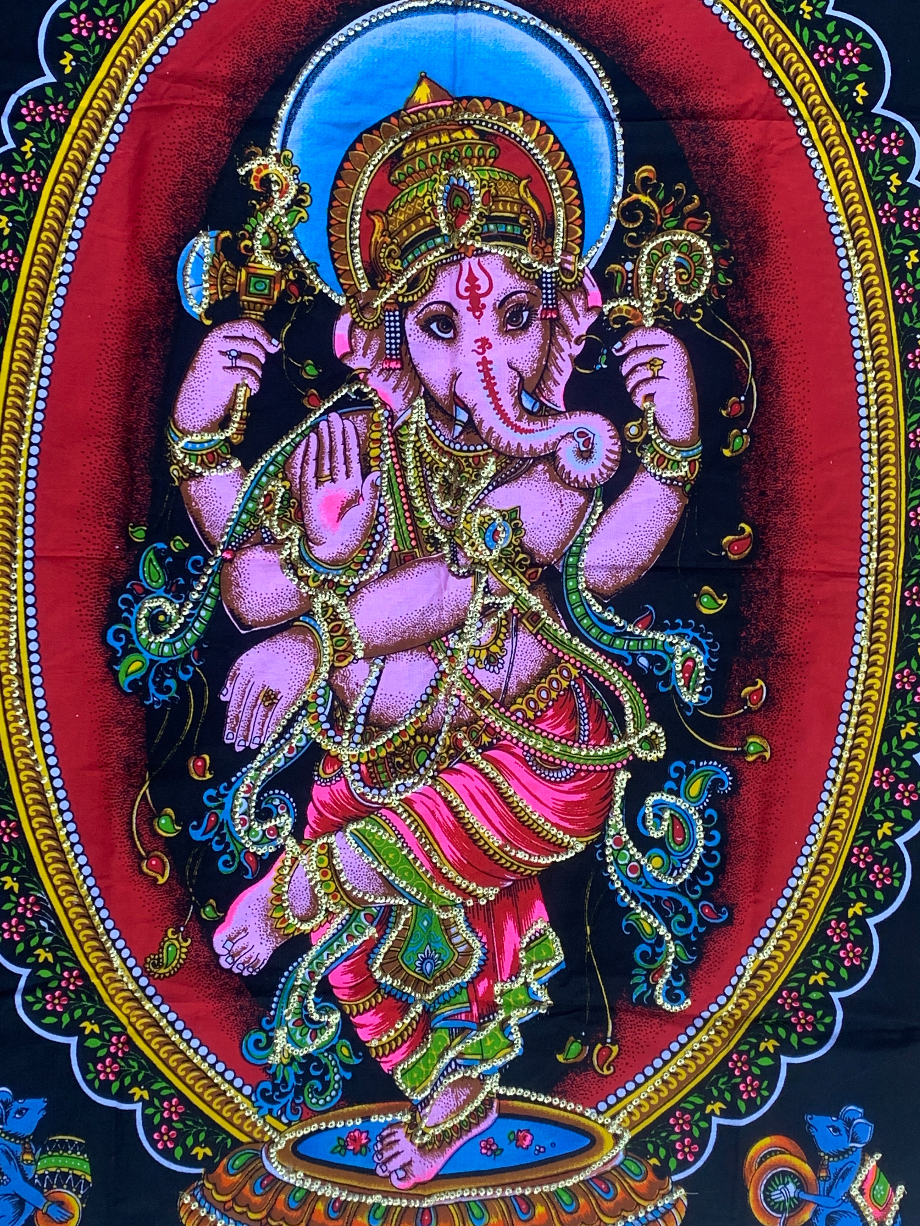 Dancing Ganesh Yoga Tapestry Wall Hanging Decor 30" X 43" - DharmaObjects