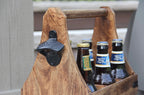 Handcrafted Wooden Bottle Caddy, 6-Pack Beer Carrier with Metal Bottle Opener - DharmaObjects
