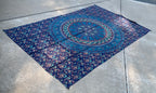 Elephants Mandala Tapestry Wall Decor Hanging 80”X50” Blue - DharmaObjects