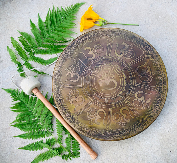 Tibetan Om Gong Diameter Handmade, Temple Gong Healing, Mindfulness Meditation