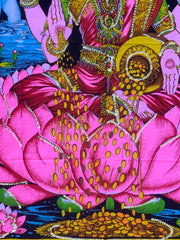 Goddess Laxmi Fabric Tapestry Wall Decor Hanging 43" X30"