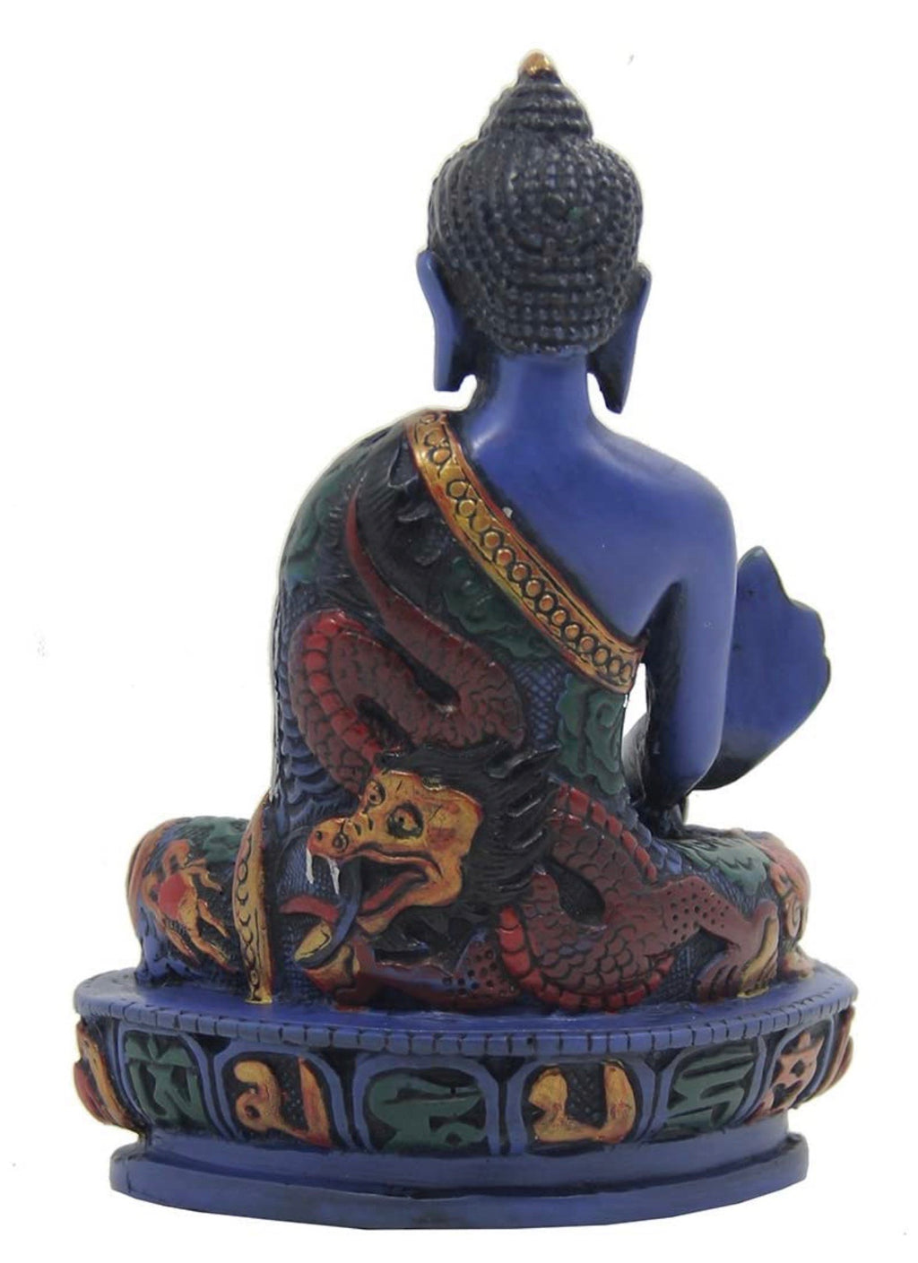 Tibetan Healing Medicine Buddha Statue Hand Painted Nepal 5” Tall - DharmaObjects