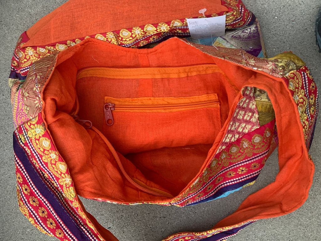 Recycled Sari Patchwork Hippie Hobo Crossbody Bag Purse - DharmaObjects