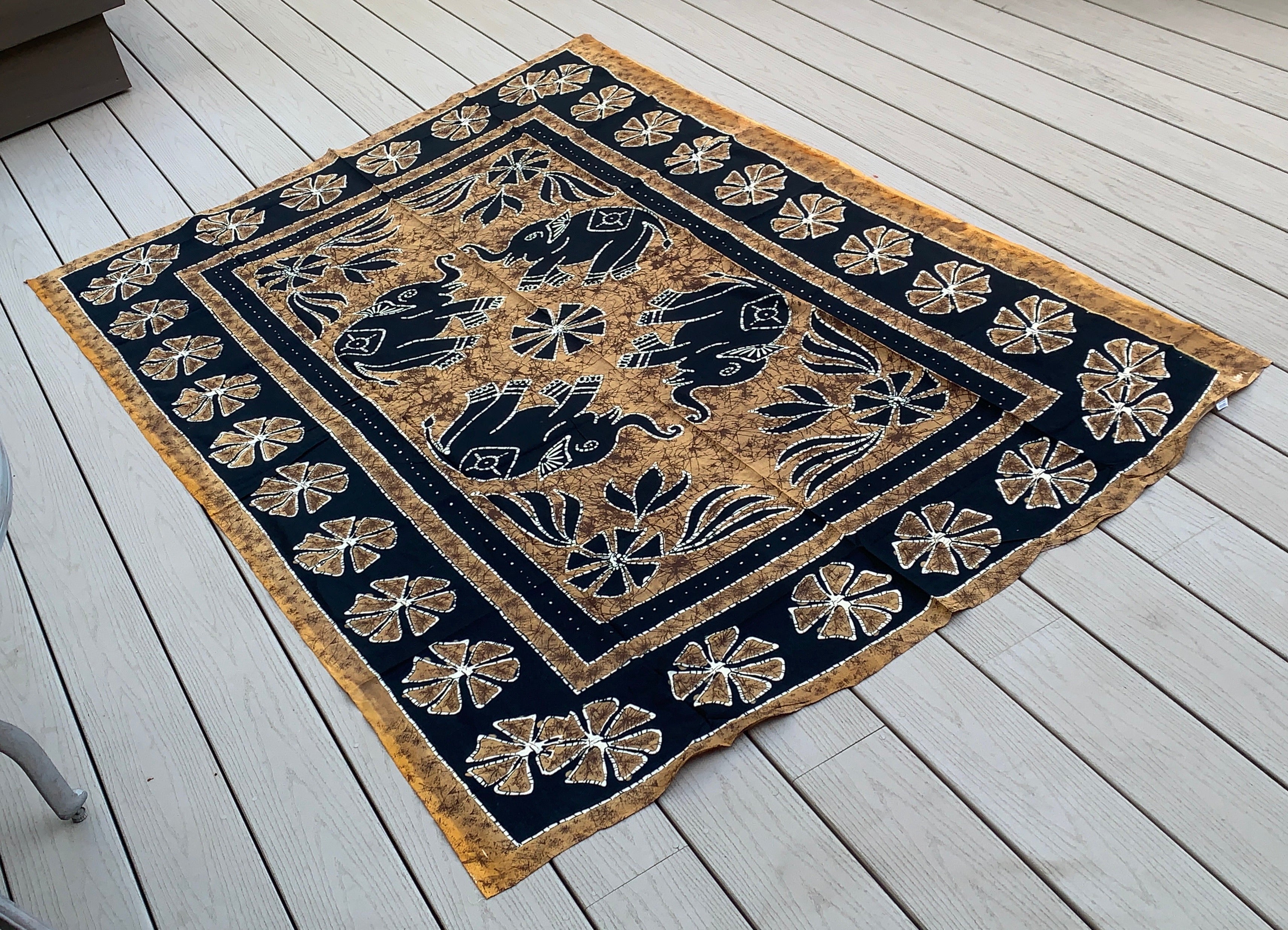 Indian Elephants Mandala Tapestry 80”X50” - DharmaObjects