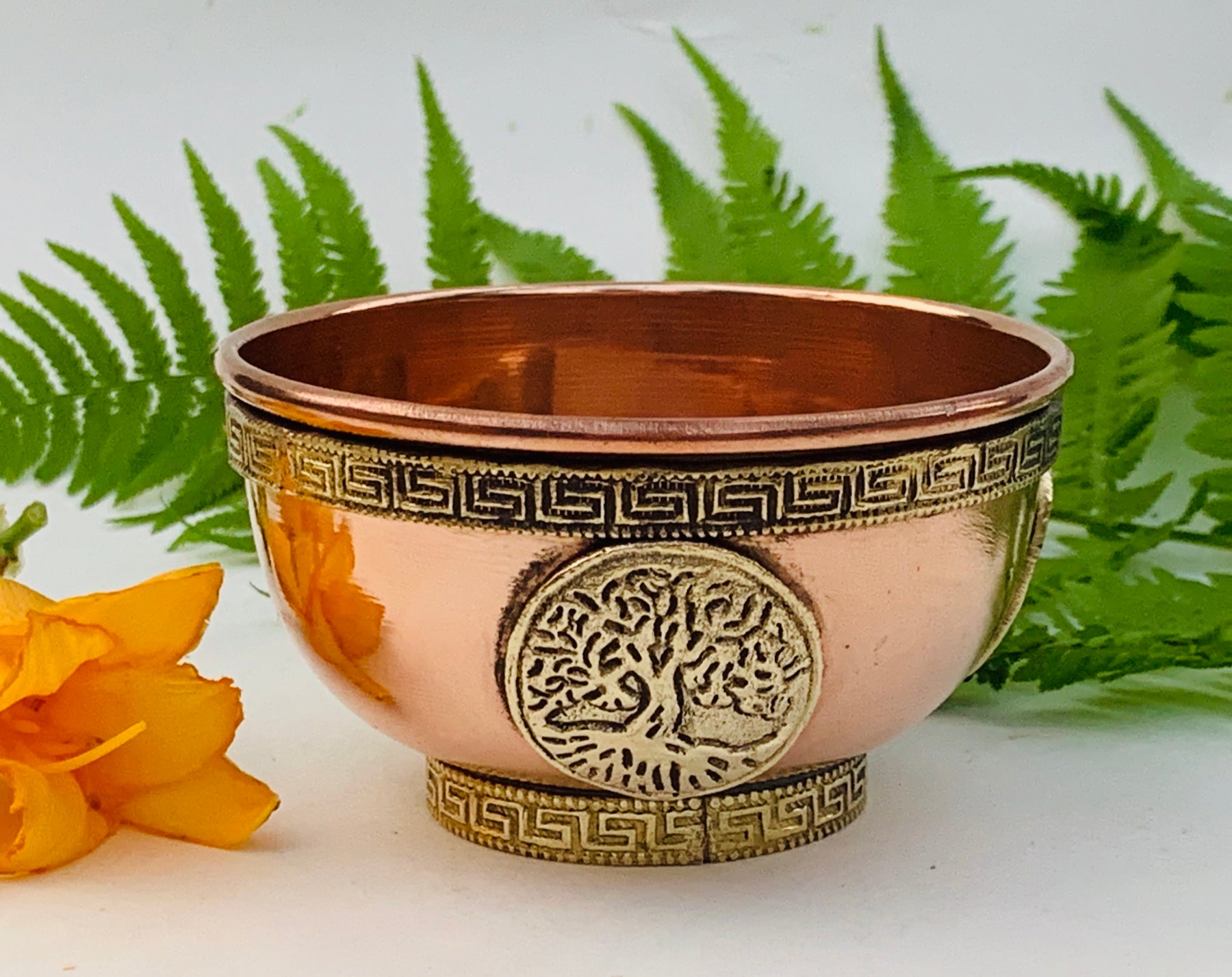 COPPER 'FLOWER OF LIFE' DISH. Ritual Smudge Plate & Offering Bowl. –