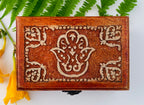 Fatima Hand Carved Jewelry Trinket Keepsake Wooden Storage Box - DharmaObjects