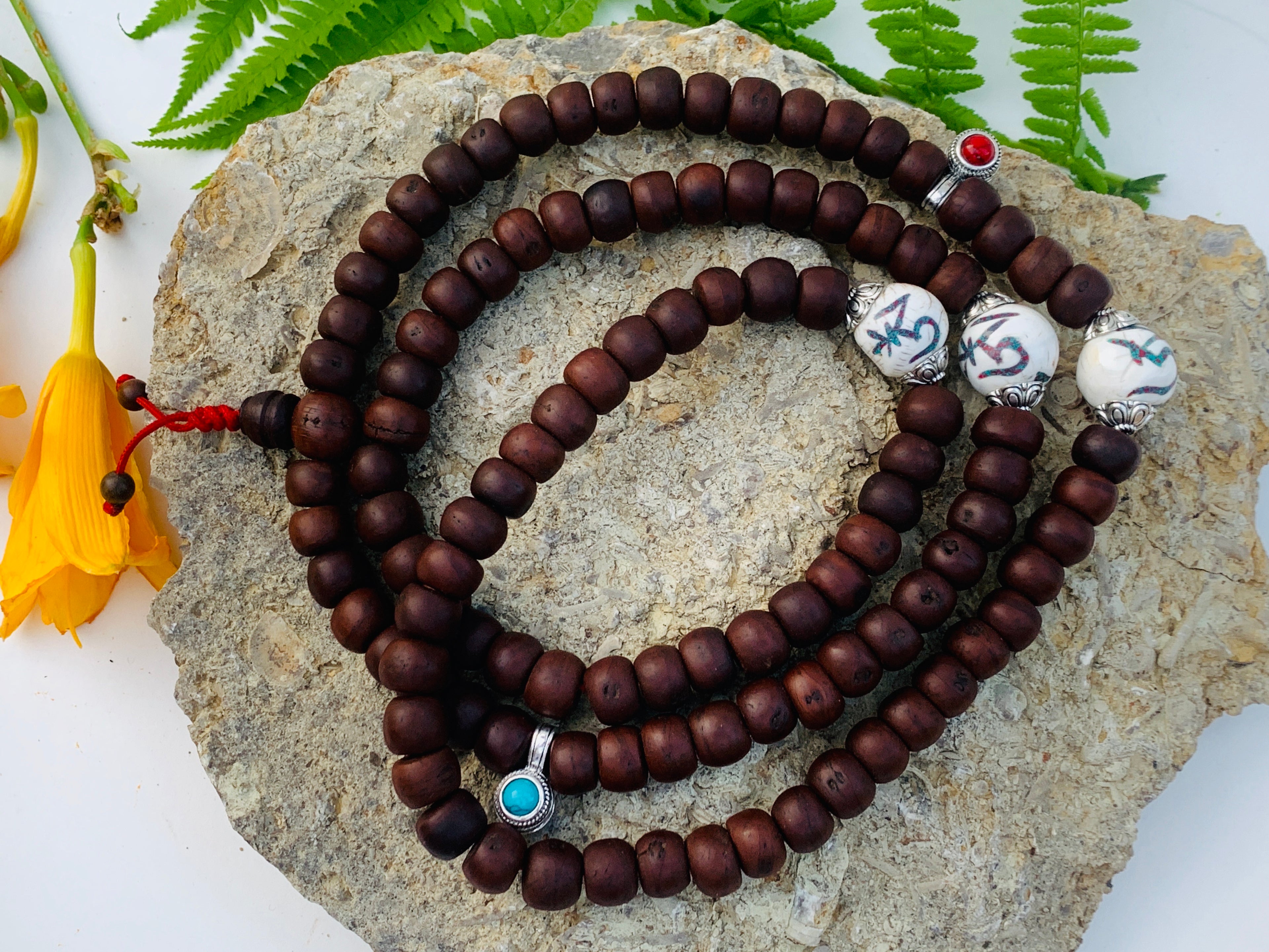 Natural Old Dark Bodhi Seed 108 Beads Prayer Mala - DharmaObjects