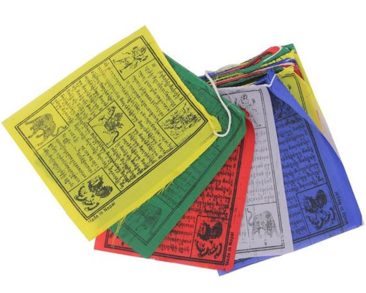 Tibetan Buddhist Prayer Flags Indoor Outdoor Wind Horse Prayer Flags - Pack of 25 Flags - DharmaObjects