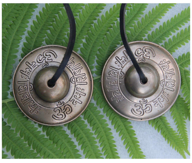 DharmaObjects Tibetan Premium Quality"Om Namah Shivaya " Tingsha Cymbals With Pouch