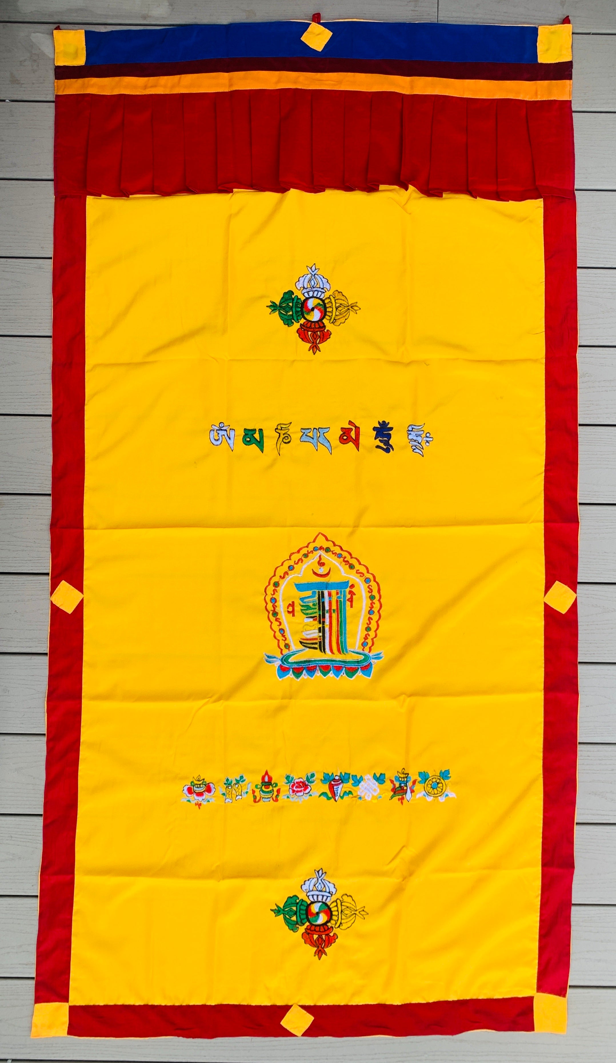 Tibetan Buddhist 8 Lucky Symbols Kalachakra Door Curtain wall hanging - DharmaObjects