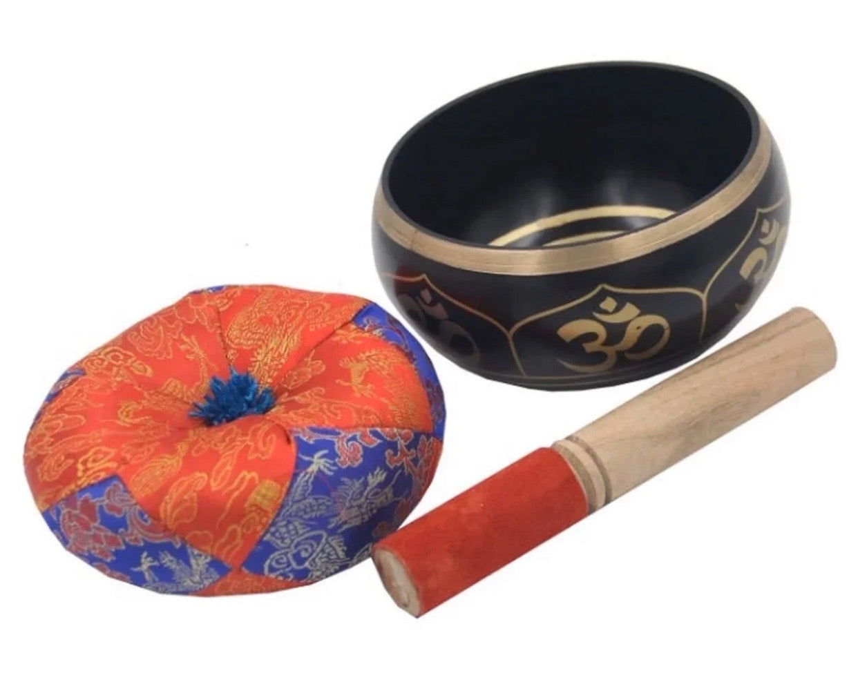 Tibetan Extra Large Heavy Meditation OM Peace Singing Bowl With Mallet and Silk Cushion - DharmaObjects