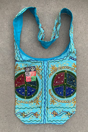Hobo Hippie Bohemian Sling Crossbody Peace Sign Purse Bag