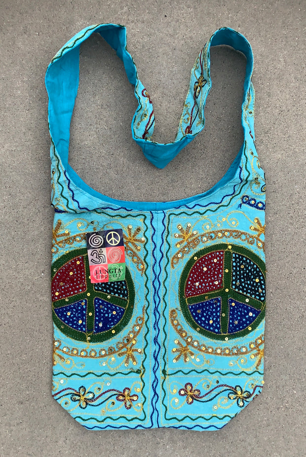 Hobo Hippie Bohemian Sling Crossbody Peace Sign Purse Bag