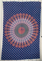 Lotus Mandala Tapestry Wall Hanging Decor 80”X50” Blue - DharmaObjects
