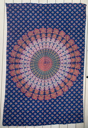 Lotus Mandala Tapestry Wall Hanging Decor 80”X50” Blue