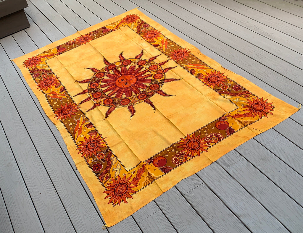 Sun Zodiac Tapestry Wall Decor Hanging 80”X50” - DharmaObjects
