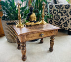 Large Solid Mango Wood Hand Carved Prayer Puja Shrine Altar Meditation Table - DharmaObjects