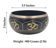 Tibetan Extra Large Heavy Meditation OM Peace Singing Bowl With Mallet and Silk Cushion
