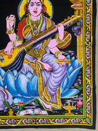 Goddess Saraswati  Tapestry Wall Decor Tapestry 30" X 43" - DharmaObjects