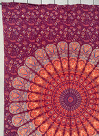Lotus Mandala Tapestry Wall Hanging Decor 80”X50” Maroon - DharmaObjects