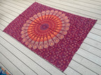 Lotus Mandala Tapestry Wall Hanging Decor 80”X50” Maroon - DharmaObjects
