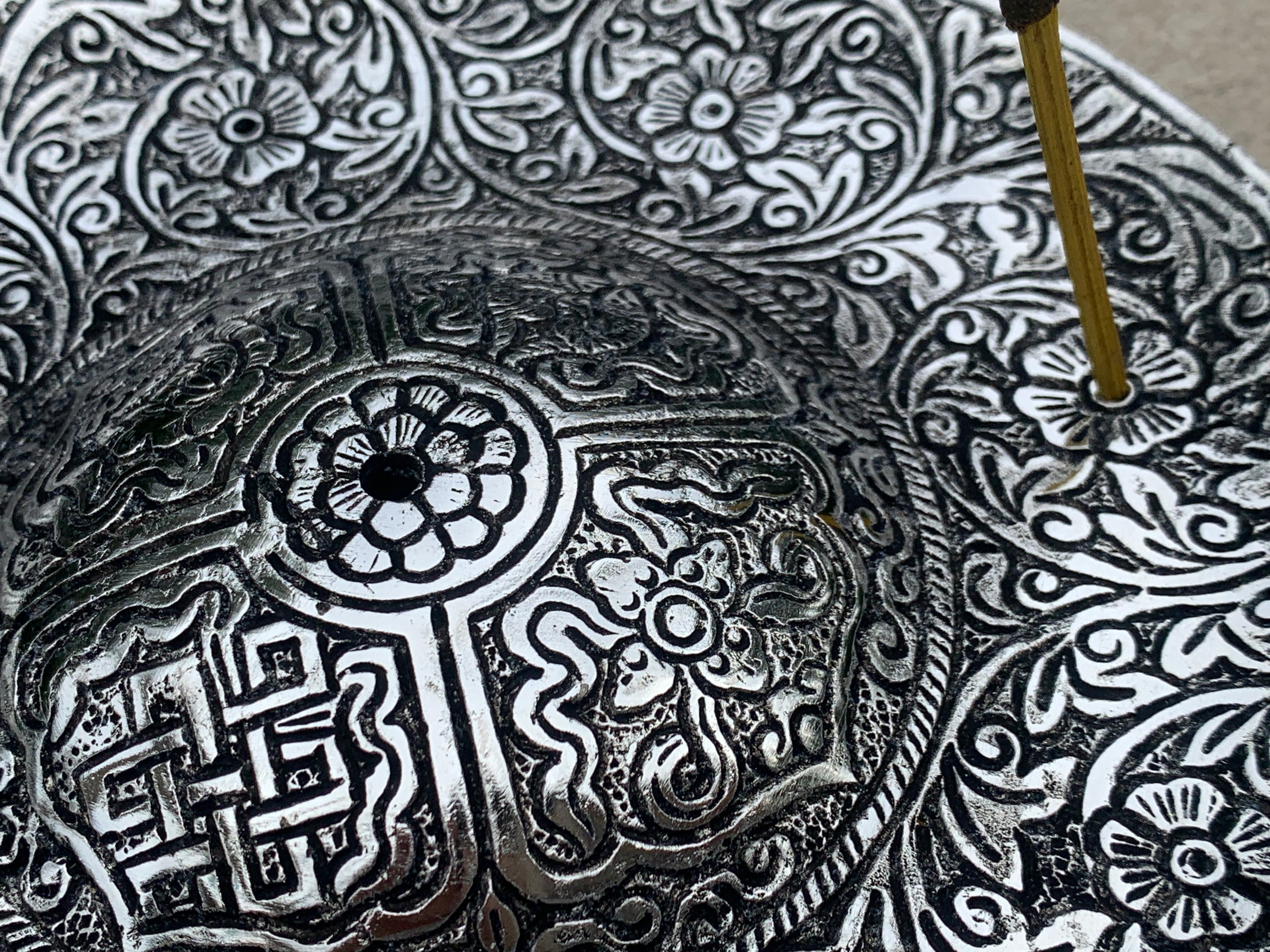 Premium Tibetan Plate Incense Burner Holder Made from Recycled Aluminum 3 in 1. - DharmaObjects