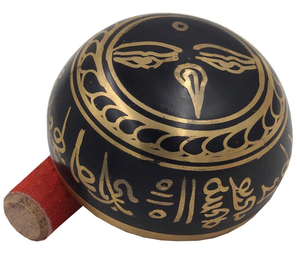 Tibetan OM MANI Singing Bowl Set ~ With Mallet, Brocade Cushion & Carry Bag - DharmaObjects