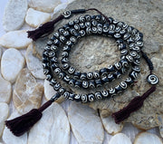 Tibetan Spiral DZI 108 Bone Beads Mala With Counter Meditation and Yoga