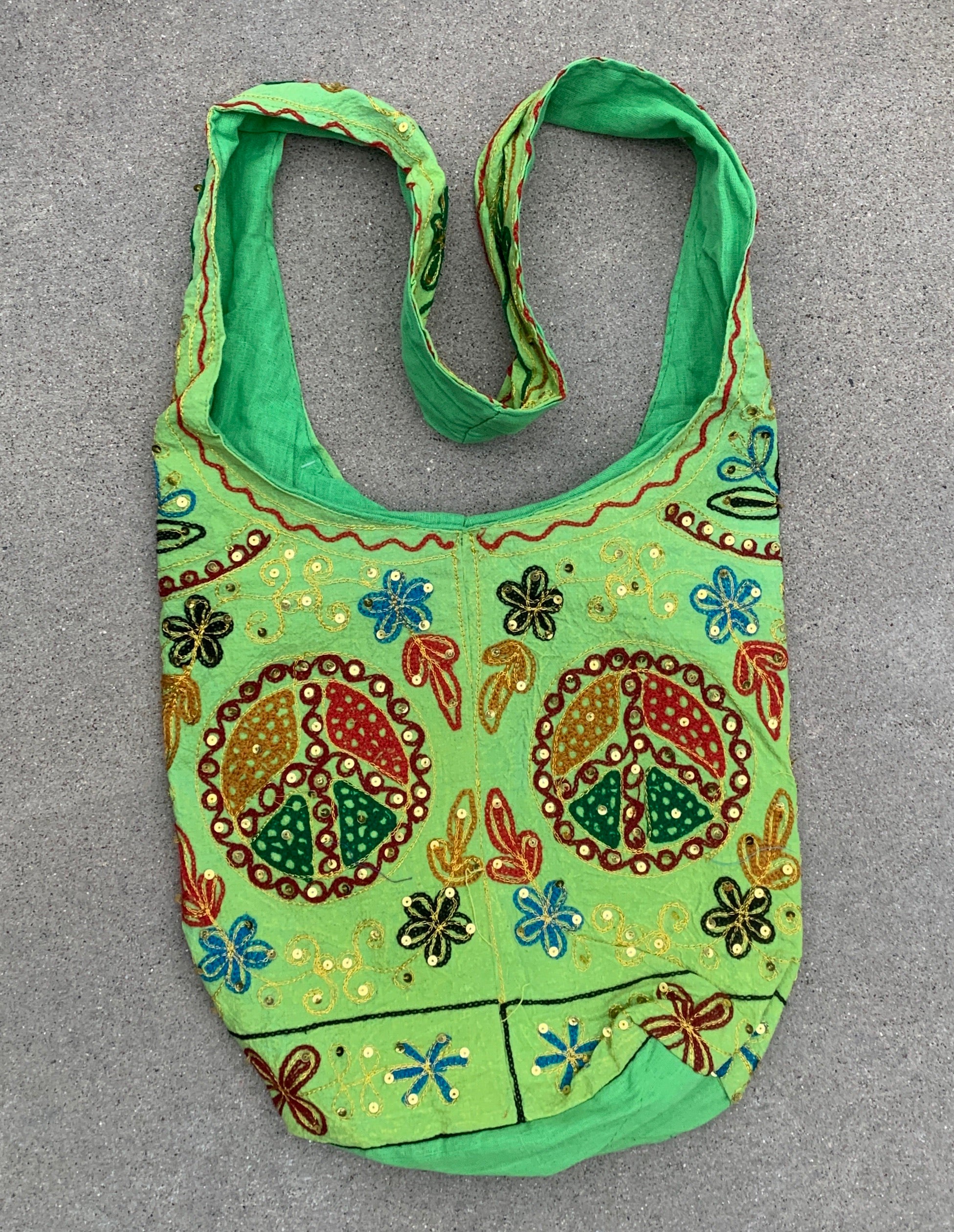 Hobo Hippie Bohemian Sling Crossbody Peace Sign Purse Bag - DharmaObjects