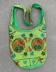 Hobo Hippie Bohemian Sling Crossbody Peace Sign Purse Bag