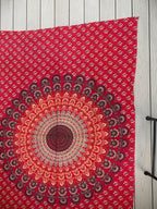 Lotus Mandala Tapestry Wall Decor Hanging  80”X50” Red - DharmaObjects