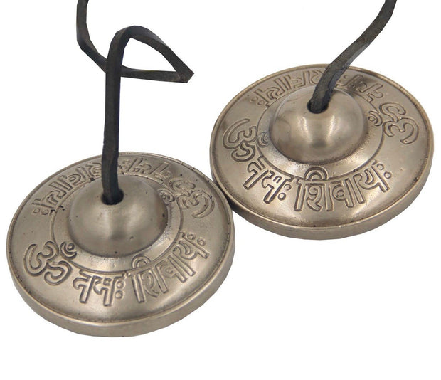 DharmaObjects Tibetan Premium Quality"Om Namah Shivaya " Tingsha Cymbals With Pouch