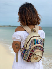 Handmade Natural Hemp Nepal Backpack Purse for Women & Girls Small Lightweight Daypack (DAYPACK1) - DharmaObjects