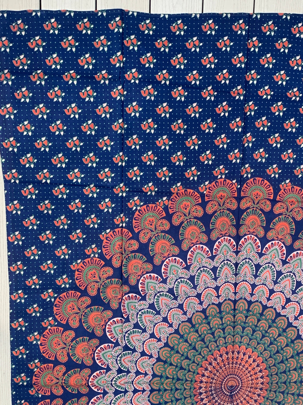 Lotus Mandala Tapestry Wall Hanging Decor 80”X50” Blue - DharmaObjects