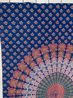 Lotus Mandala Tapestry Wall Hanging Decor 80”X50” Blue - DharmaObjects