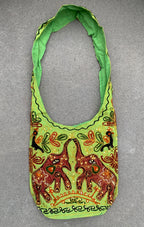 Elephants Hobo Hippie Bohemian Sling Crossbody Bag Purse - DharmaObjects