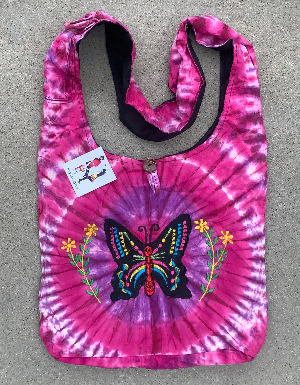 Tie Dye Hippie Hobo Crossbody Butterfly  Bag Purse Nepal - DharmaObjects