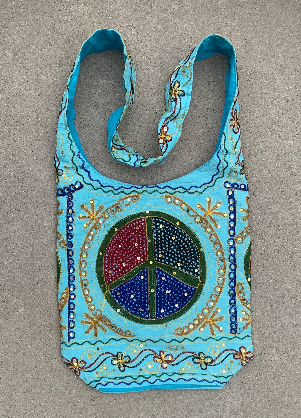 Hobo Hippie Bohemian Sling Crossbody Peace Sign Purse Bag - DharmaObjects