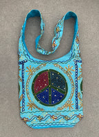 Hobo Hippie Bohemian Sling Crossbody Peace Sign Purse Bag - DharmaObjects