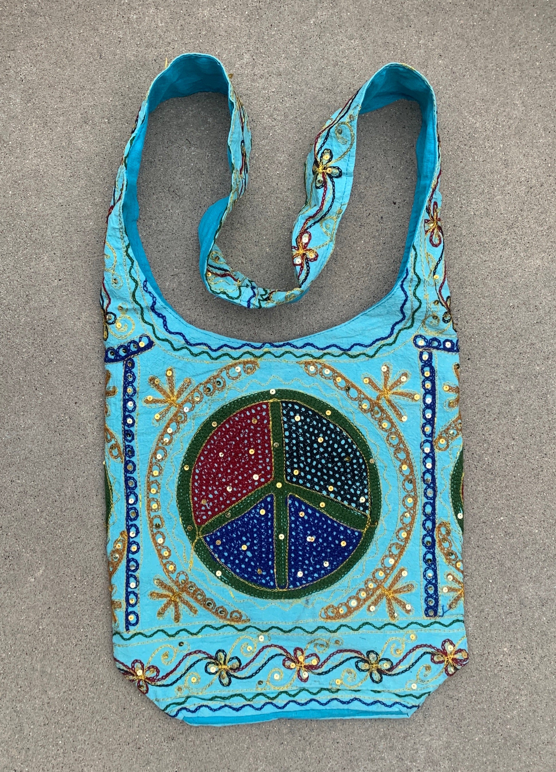 Hobo Hippie Bohemian Sling Crossbody Peace Sign Purse Bag - DharmaObjects