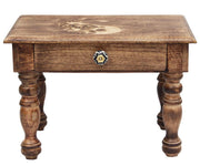 Large Solid Mango Wood Hand Carved Prayer Puja Shrine Altar Meditation Table