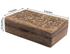Hand Carved Jewelry Trinket Keepsake Wooden Storage Box Triple Moon - DharmaObjects