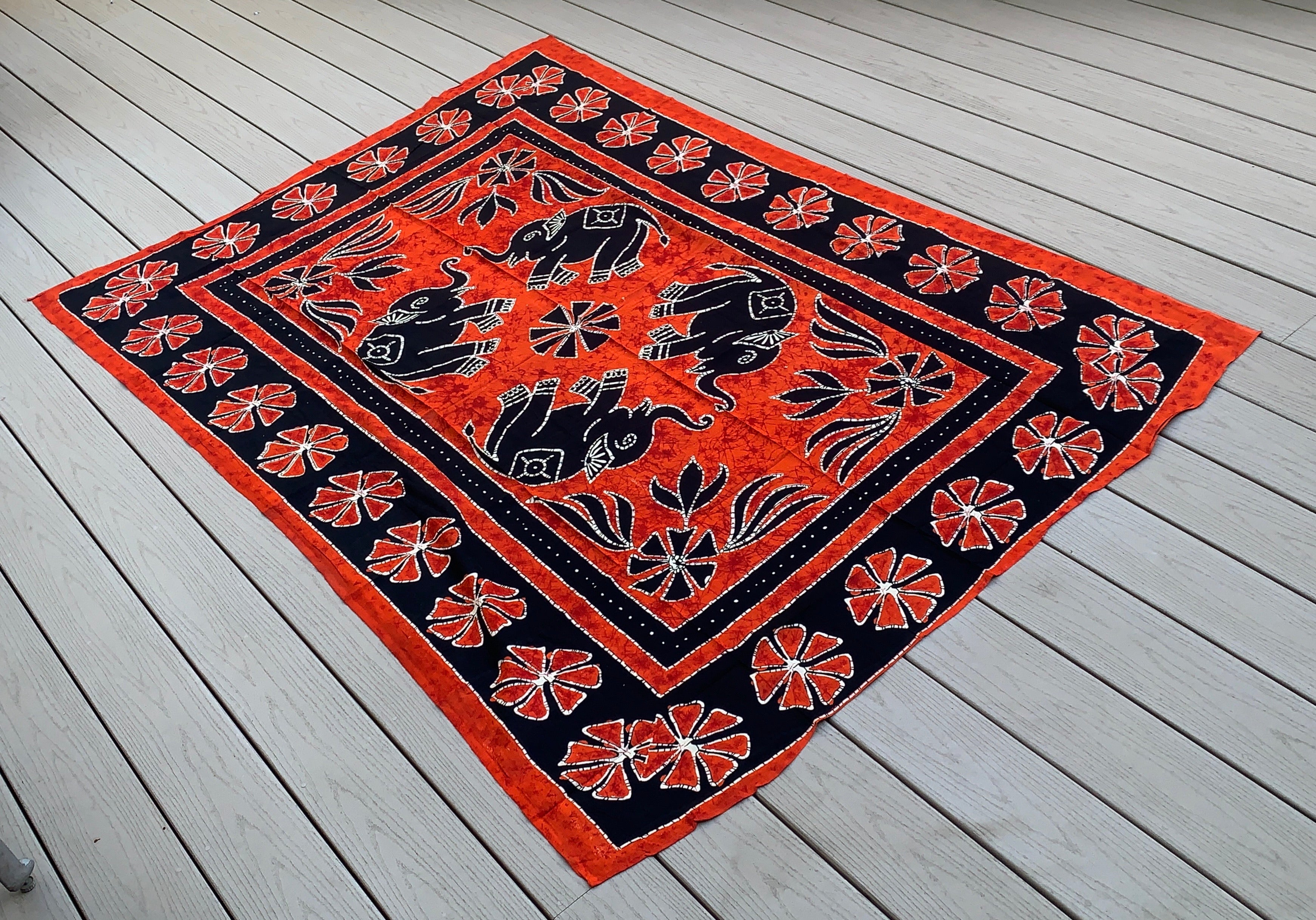 Indian Elephants Mandala Tapestry 80”X50” - DharmaObjects